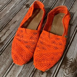 Neon Orange Lace TOMS Shoes